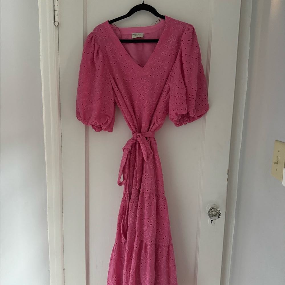 Elegant Pink Eyelet Dress